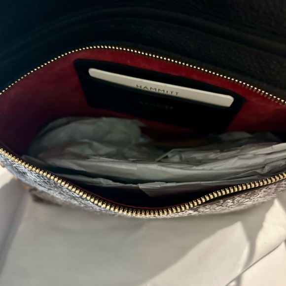 Hammitt Black & Snakeskin-Print Leather Crossbody with Gold Hardware - Picture 2 of 4